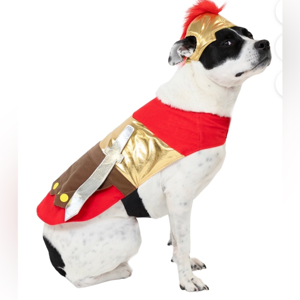 Vibrant Roman Warrior Dog Costume‎ - Red and Gold